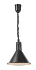 Függesztett melegentartó lámpa kúp alakú – Fekete – 230V / 250W – ø275x(H)250 mm - HENDI 273845