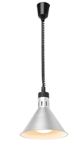 Függesztett melegentartó lámpa kúp alakú – Ezüst – 230V / 250W – ø275x(H)250 mm - HENDI 273869