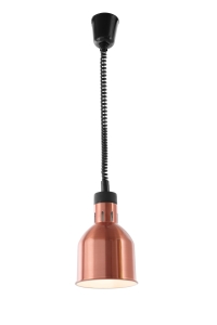 Függesztett melegentartó lámpa hengeres alakú – Rézvörös – 230V / 250W – ø175x(H)250 mm - HENDI 273890