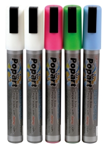 Tábla filctollak – 1 rózsaszín, 1 zöld, 1 kék és 2 fehér filctoll - HENDI 664216